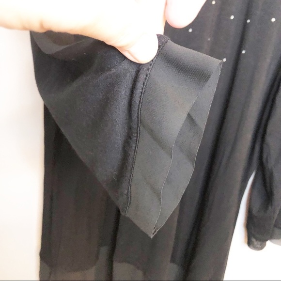 Belldini Black Shirt Oversized Sheer Edging Sz M - Picture 5 of 8